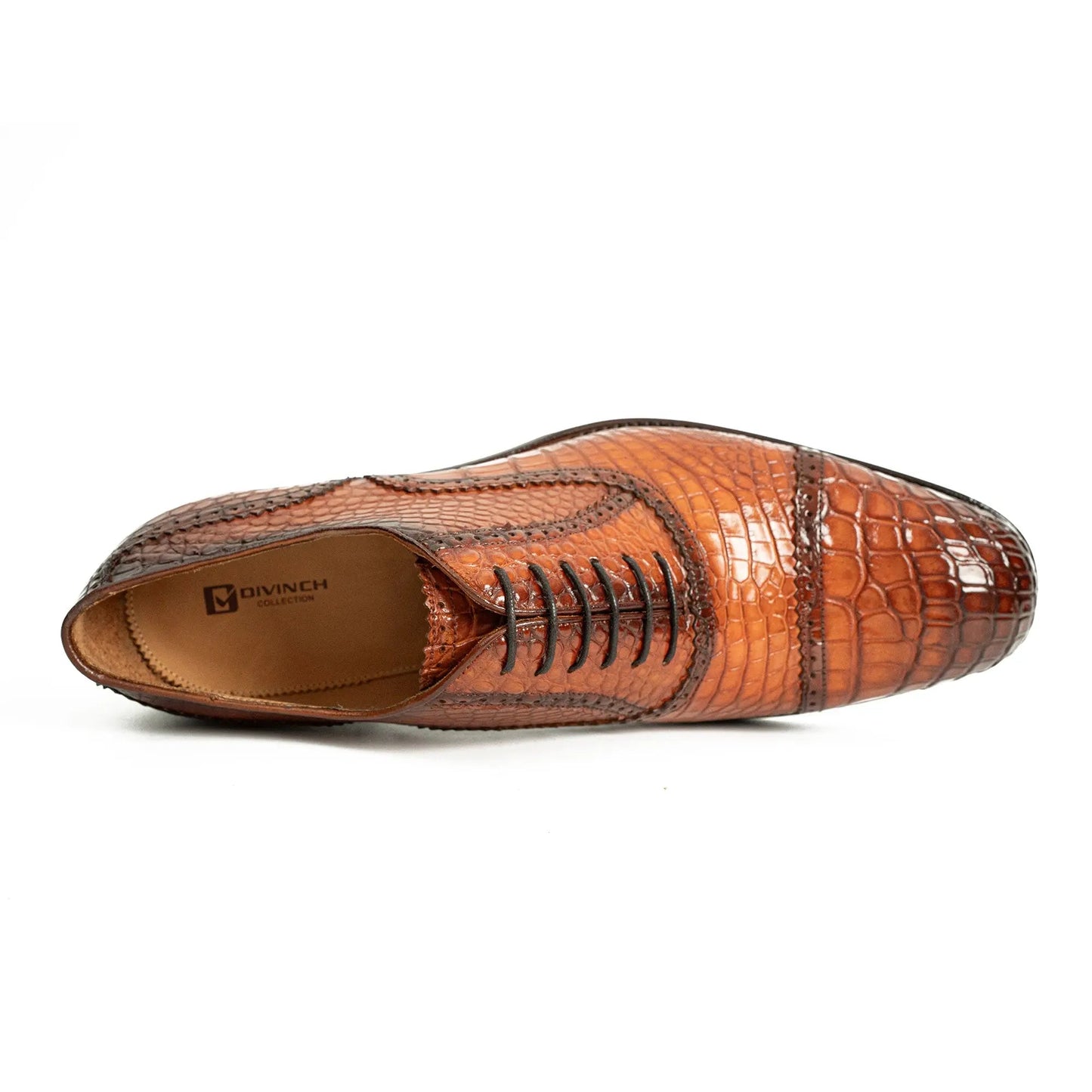 Alligator Skin Oxford Shoes Brown DIVINCH