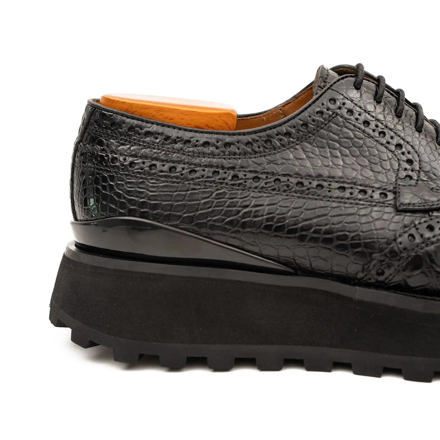 Genuine Crocodile Leather Handmade Black Brogue Shoes Divinch