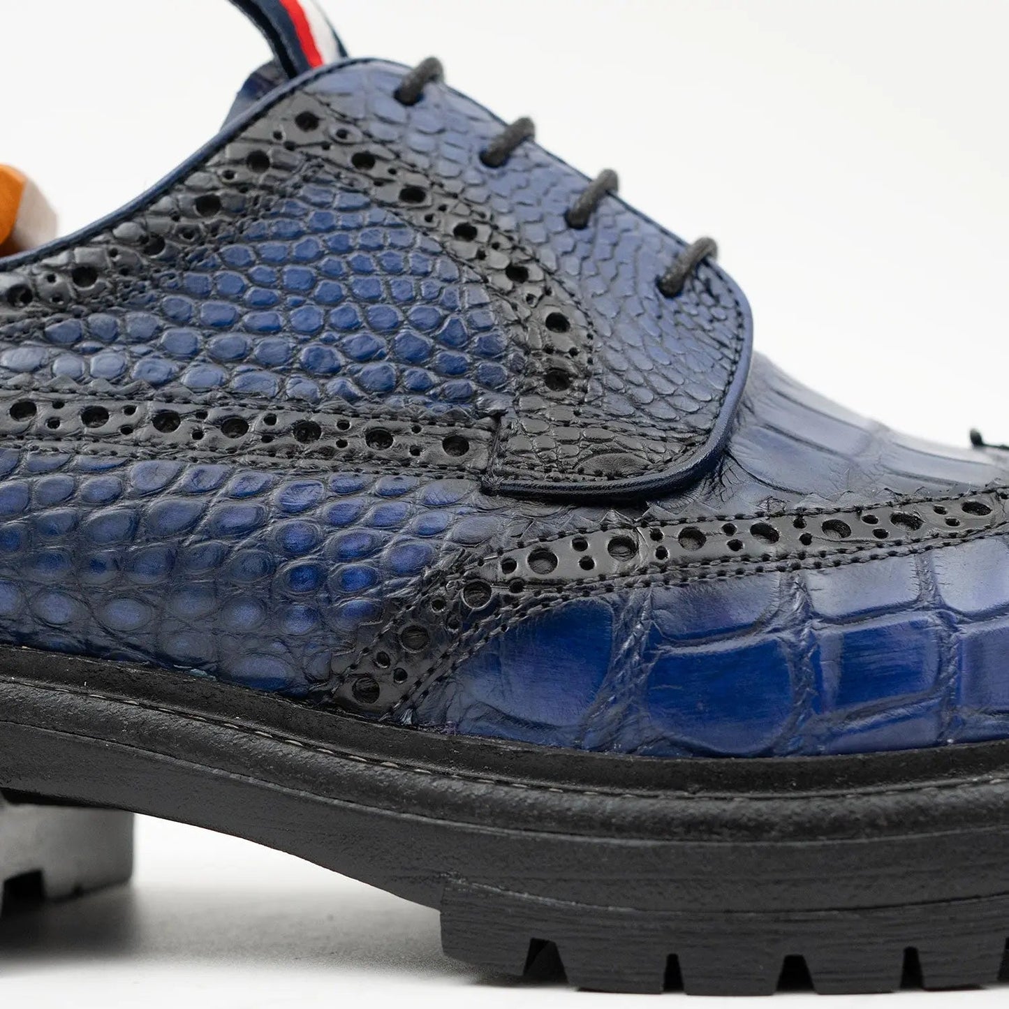 Genuine Crocodile Leather Men's Derby Brogues Blue DIVINCH