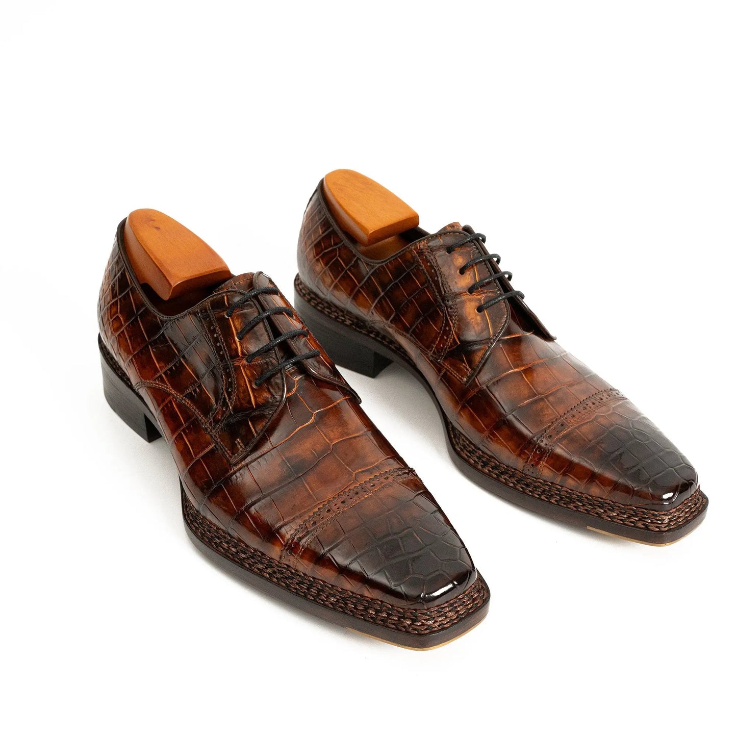 Norwegian-Stitched Nile Crocodile Derby Shoes DIVINCH