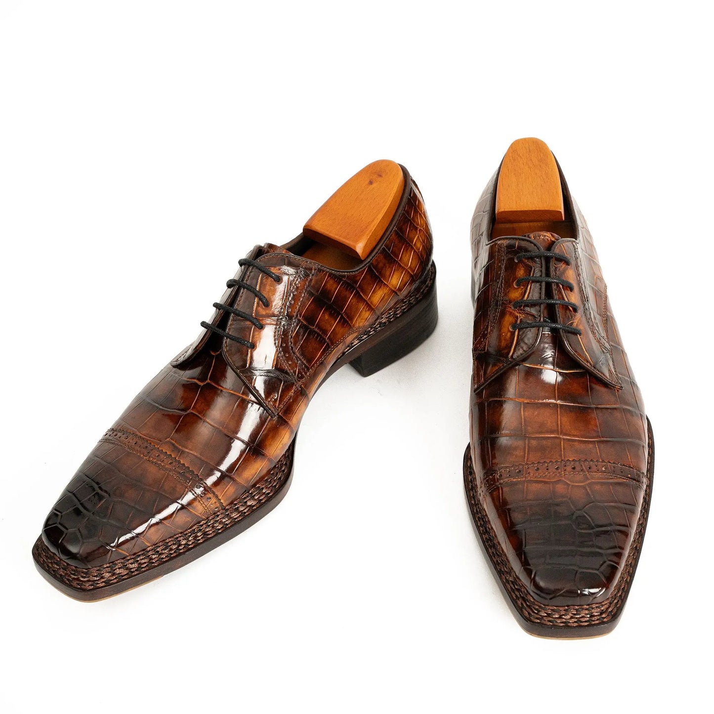 Norwegian-Stitched Nile Crocodile Derby Shoes DIVINCH