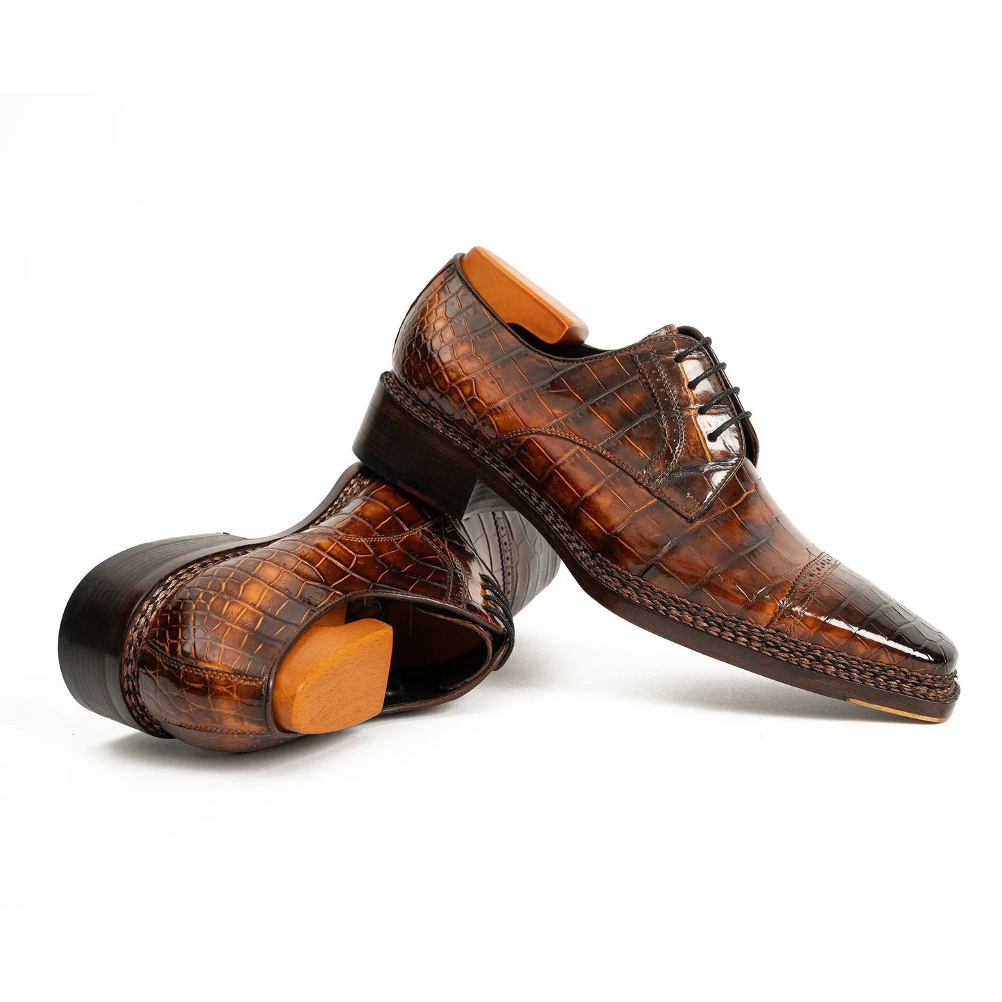 Norwegian-Stitched Nile Crocodile Derby Shoes DIVINCH