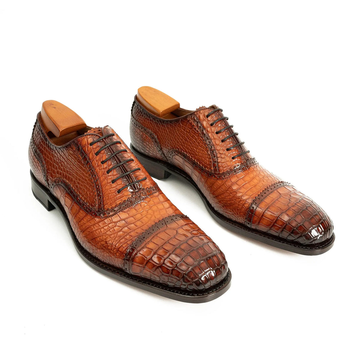 Alligator Skin Oxford Shoes Brown DIVINCH