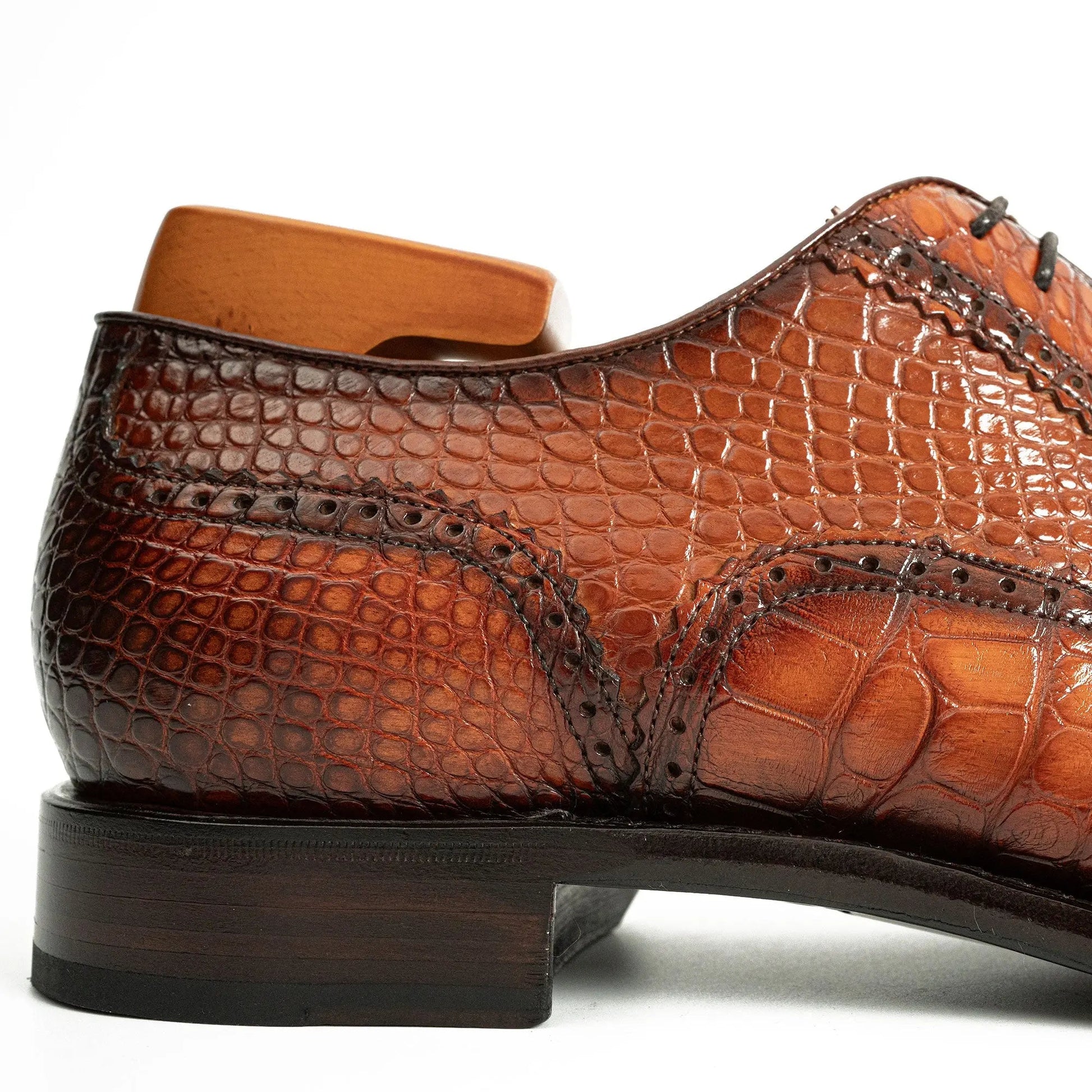 Alligator Skin Oxford Shoes Brown DIVINCH