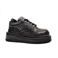 Black Densely Studded Platform Sneaker