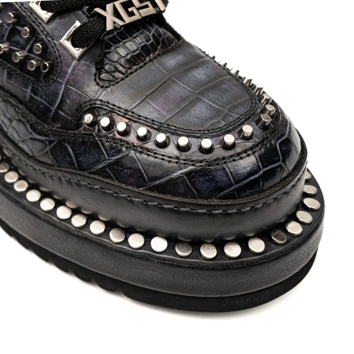 Black Densely Studded Platform Sneaker