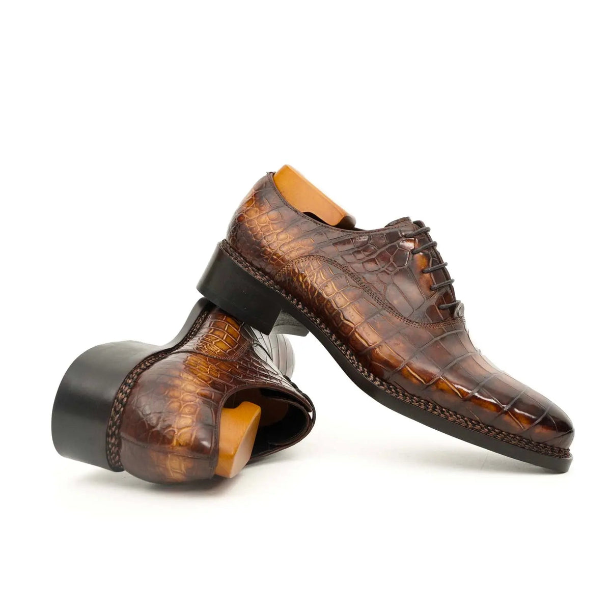 Antique Brown Crocodile Oxford Shoes DIVINCH