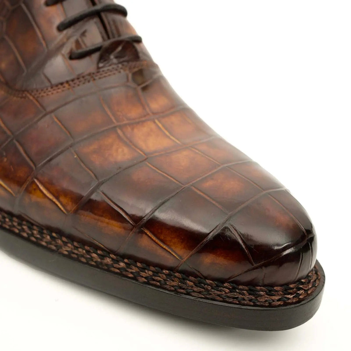 Antique Brown Crocodile Oxford Shoes DIVINCH