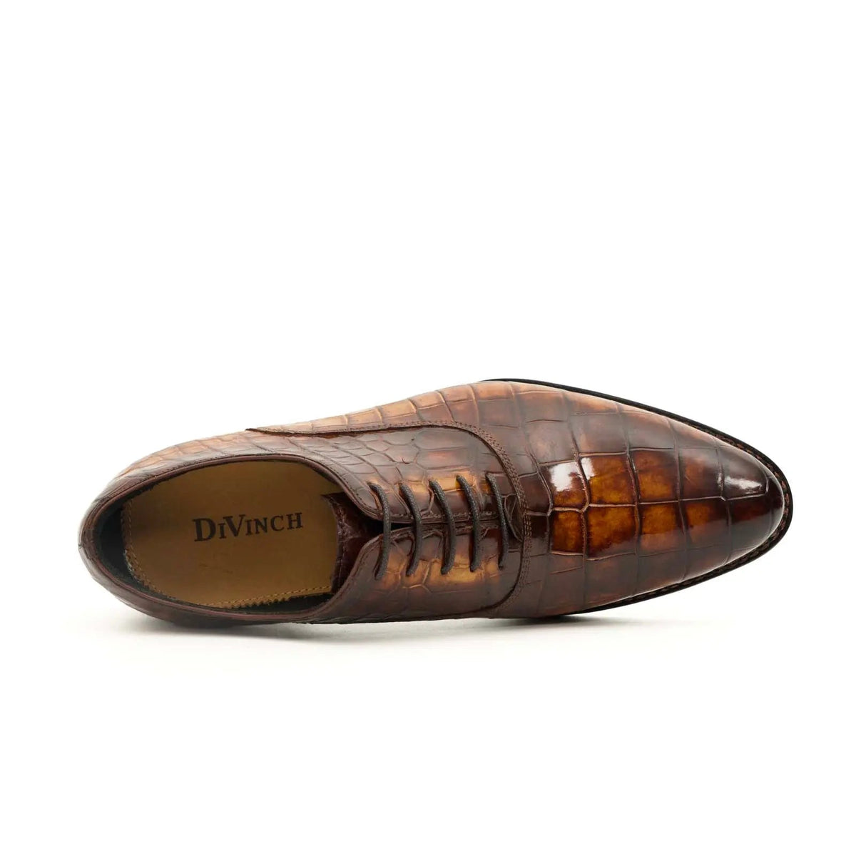 Antique Brown Crocodile Oxford Shoes DIVINCH