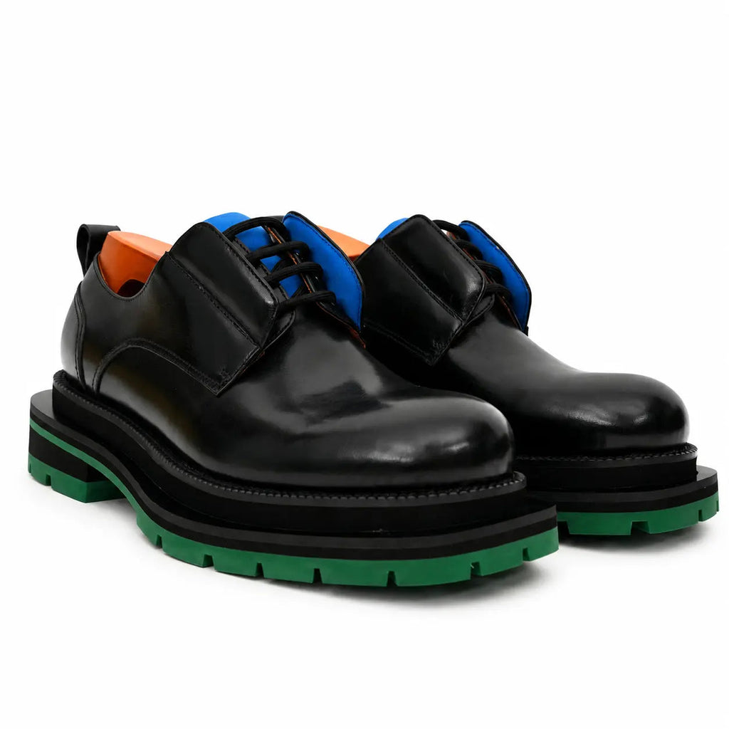 Black Blue Green Platform Derby DIVINCH