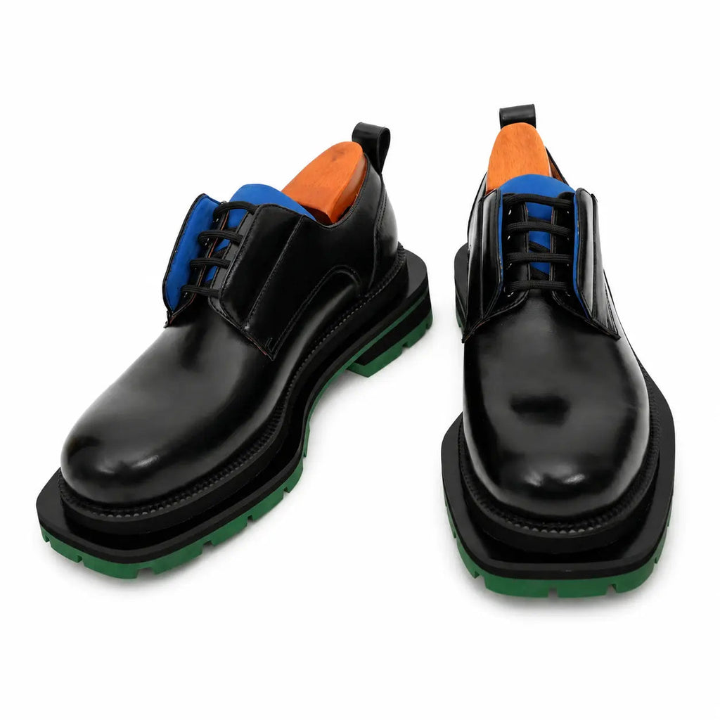 Black Blue Green Platform Derby DIVINCH