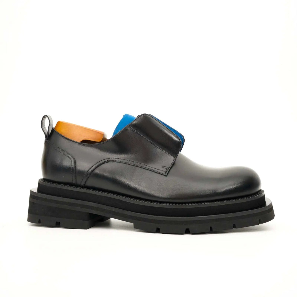 Black Blue Lug Sole Derby Shoes DIVINCH