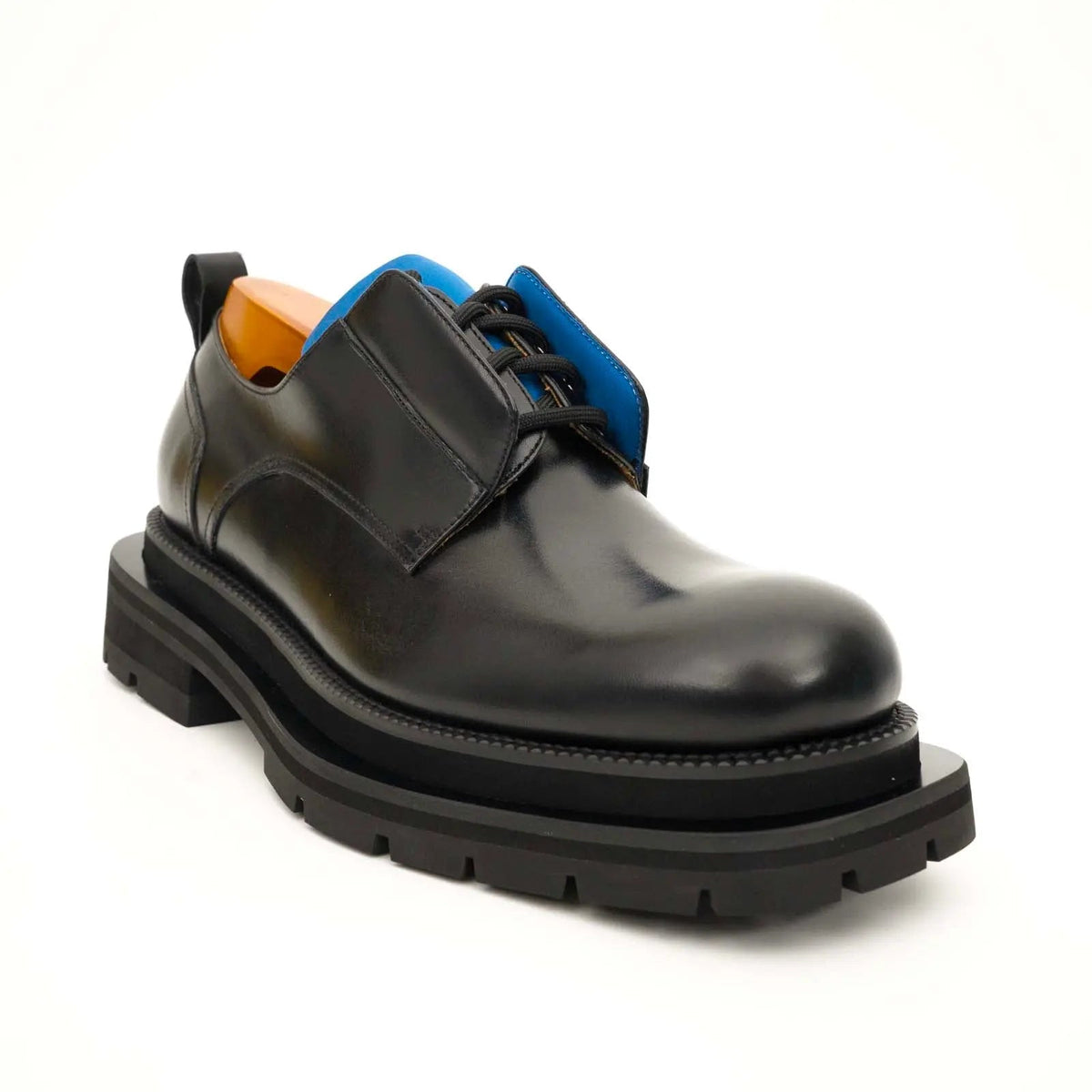 Black Blue Lug Sole Derby Shoes DIVINCH
