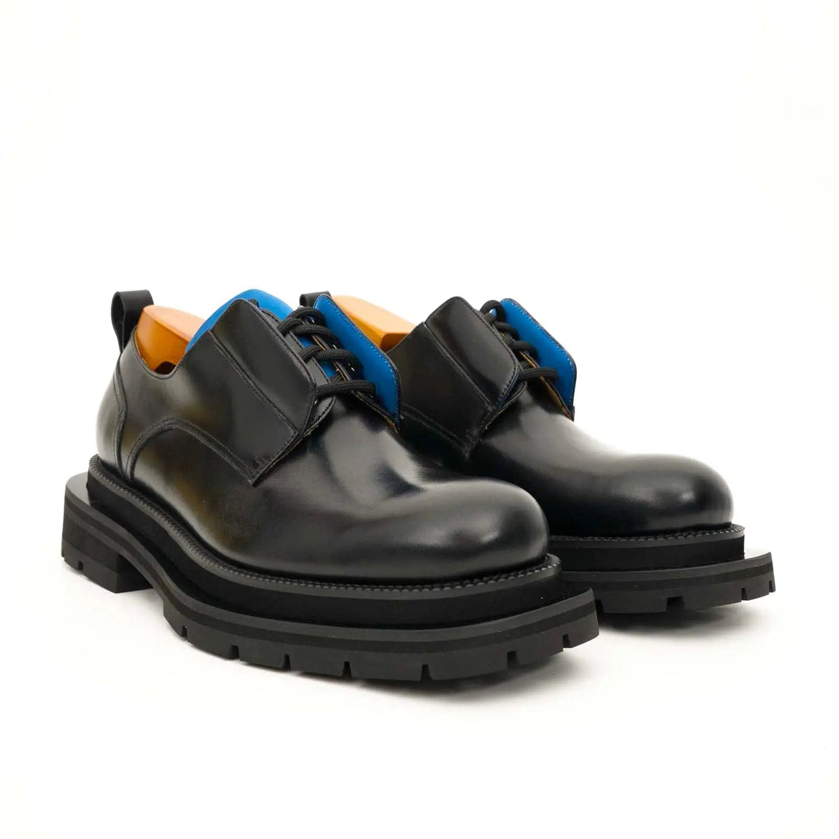 Black Blue Lug Sole Derby Shoes DIVINCH