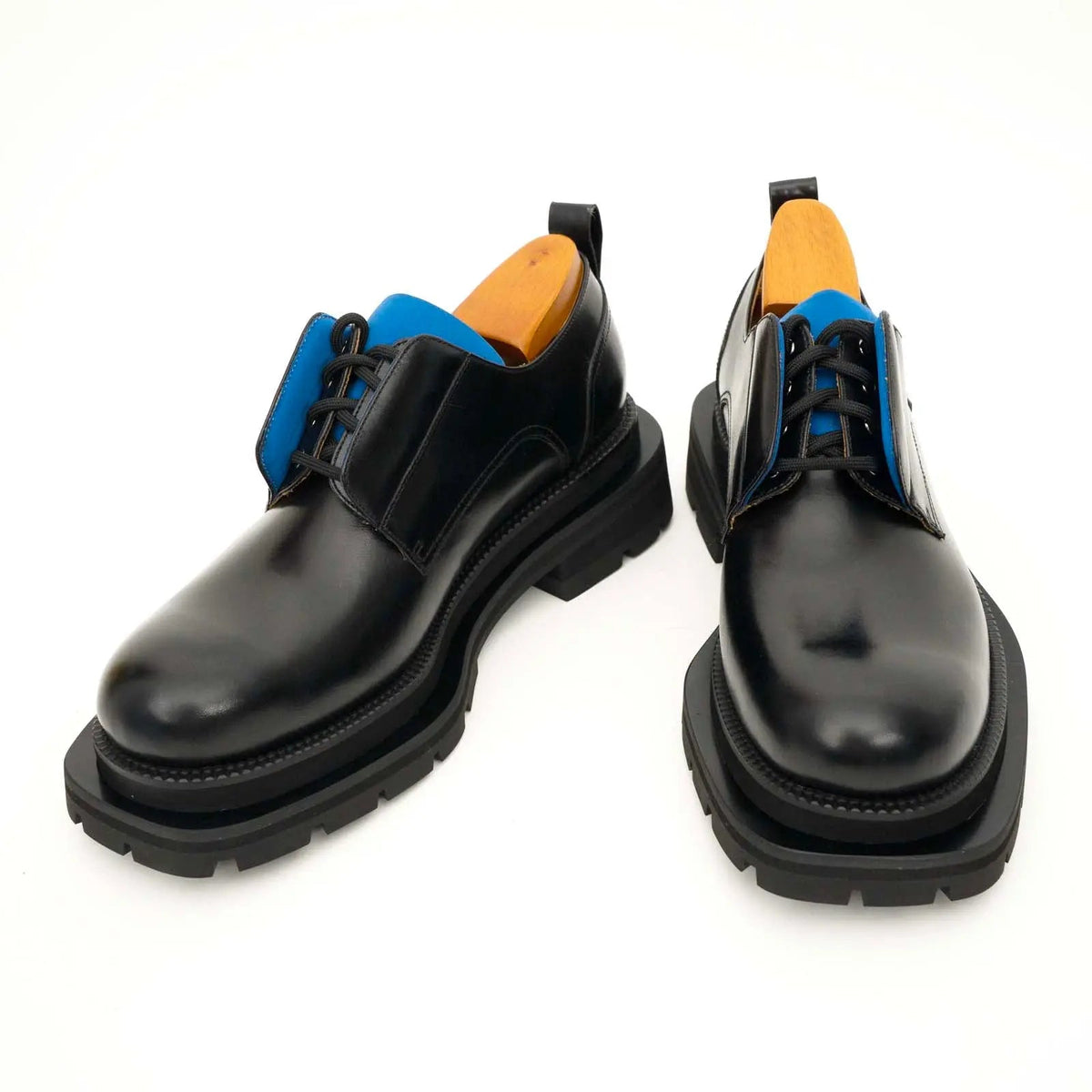Black Blue Lug Sole Derby Shoes DIVINCH