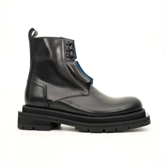 Black Blue Lug Sole Leather Boots DIVINCH