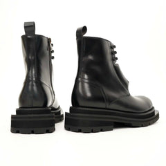 Black Blue Lug Sole Leather Boots DIVINCH