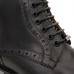 Black Brogue Lace-Up Ankle Boots DIVINCH