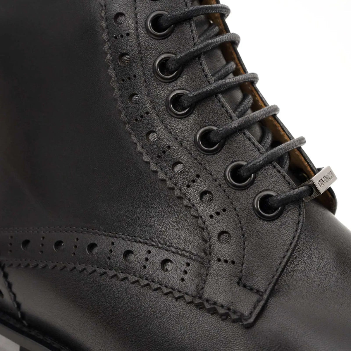 Black Brogue Lace-Up Ankle Boots DIVINCH