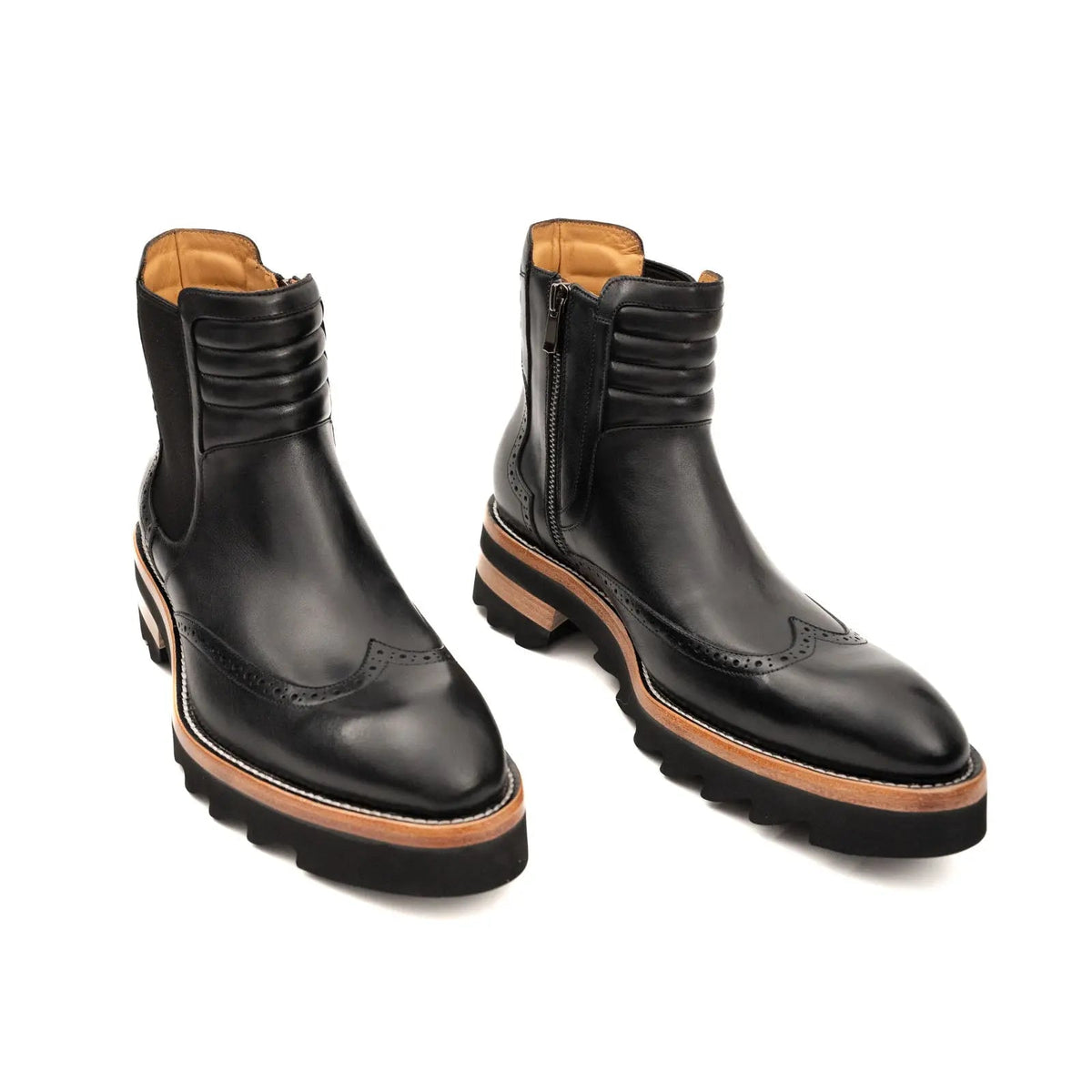 Black Brogue Platform Chelsea Boot DIVINCH