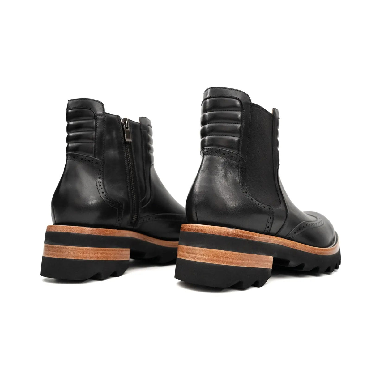 Black Brogue Platform Chelsea Boot DIVINCH