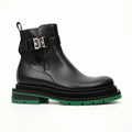 Black Buckle Boots Green Lug Sole DIVINCH