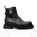 Black Buckle Zip Ankle Boots DIVINCH