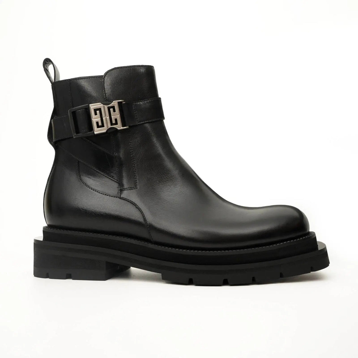 Black Buckle Zip Ankle Boots DIVINCH