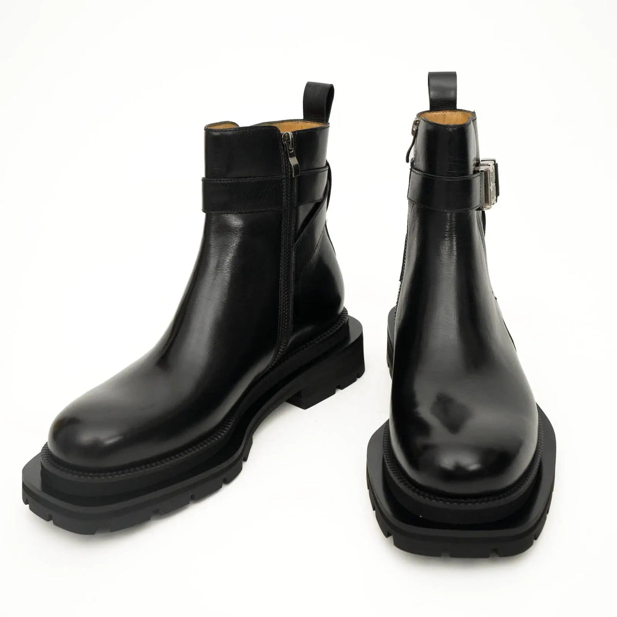 Black Buckle Zip Ankle Boots DIVINCH