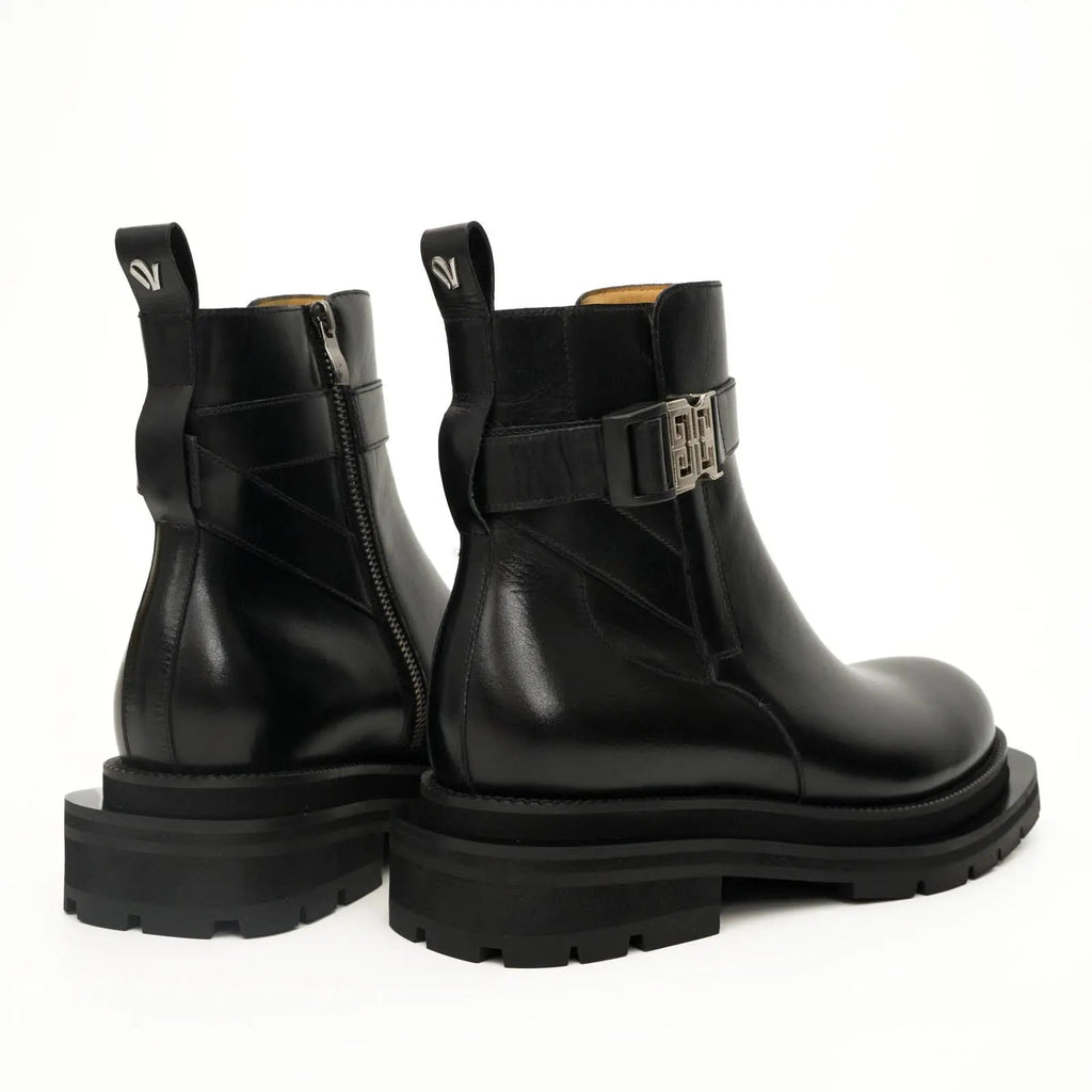 Black Buckle Zip Ankle Boots DIVINCH