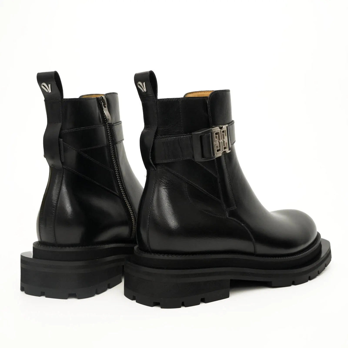 Black Buckle Zip Ankle Boots DIVINCH