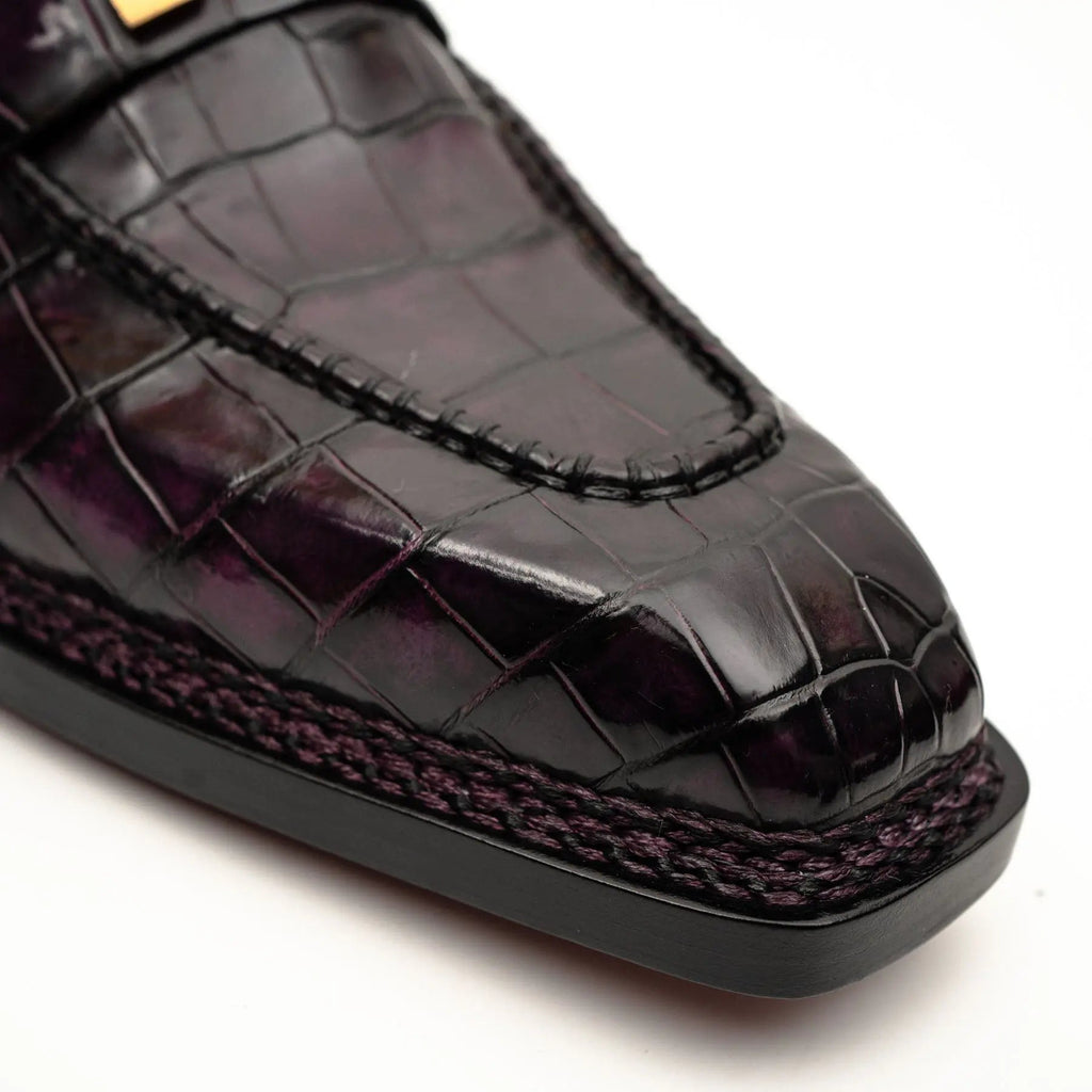 Black Burgundy Crocodile Bit Loafer DIVINCH