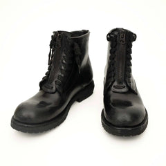 Black Calf Leather Combat Boots DIVINCH