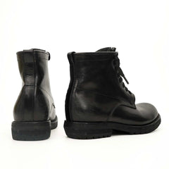 Black Calf Leather Combat Boots DIVINCH