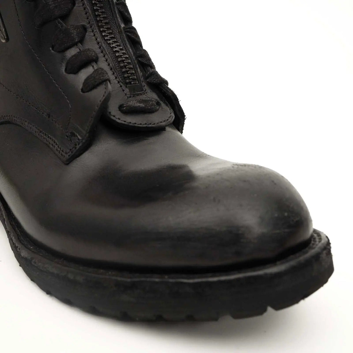 Black Calf Leather Combat Boots DIVINCH