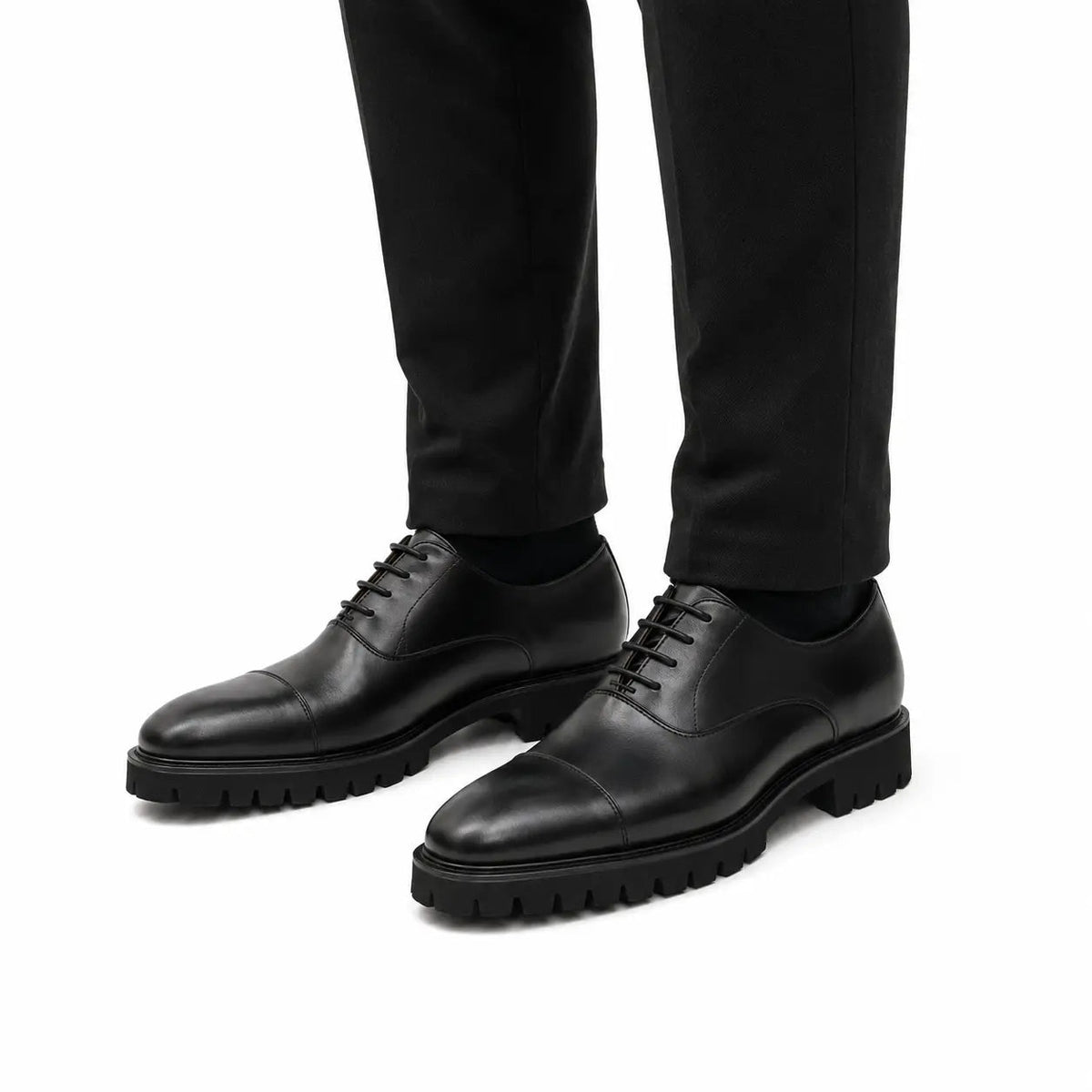 Black Calf Lug-Sole Oxford DIVINCH