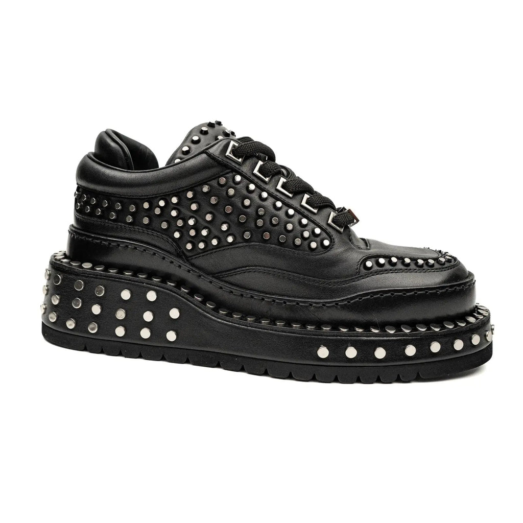 Black Platform Sneaker with Dense Side Studs