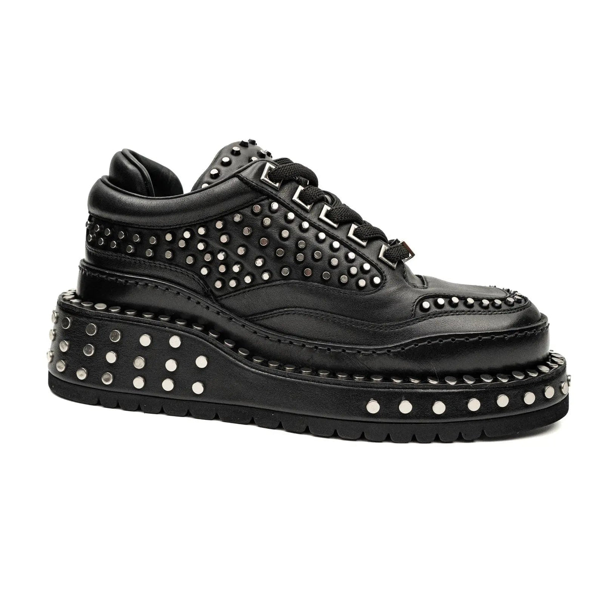 Black Platform Sneaker with Dense Side Studs