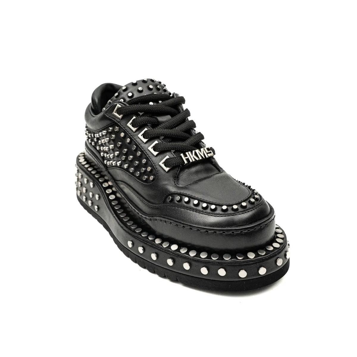 Black Platform Sneaker with Dense Side Studs