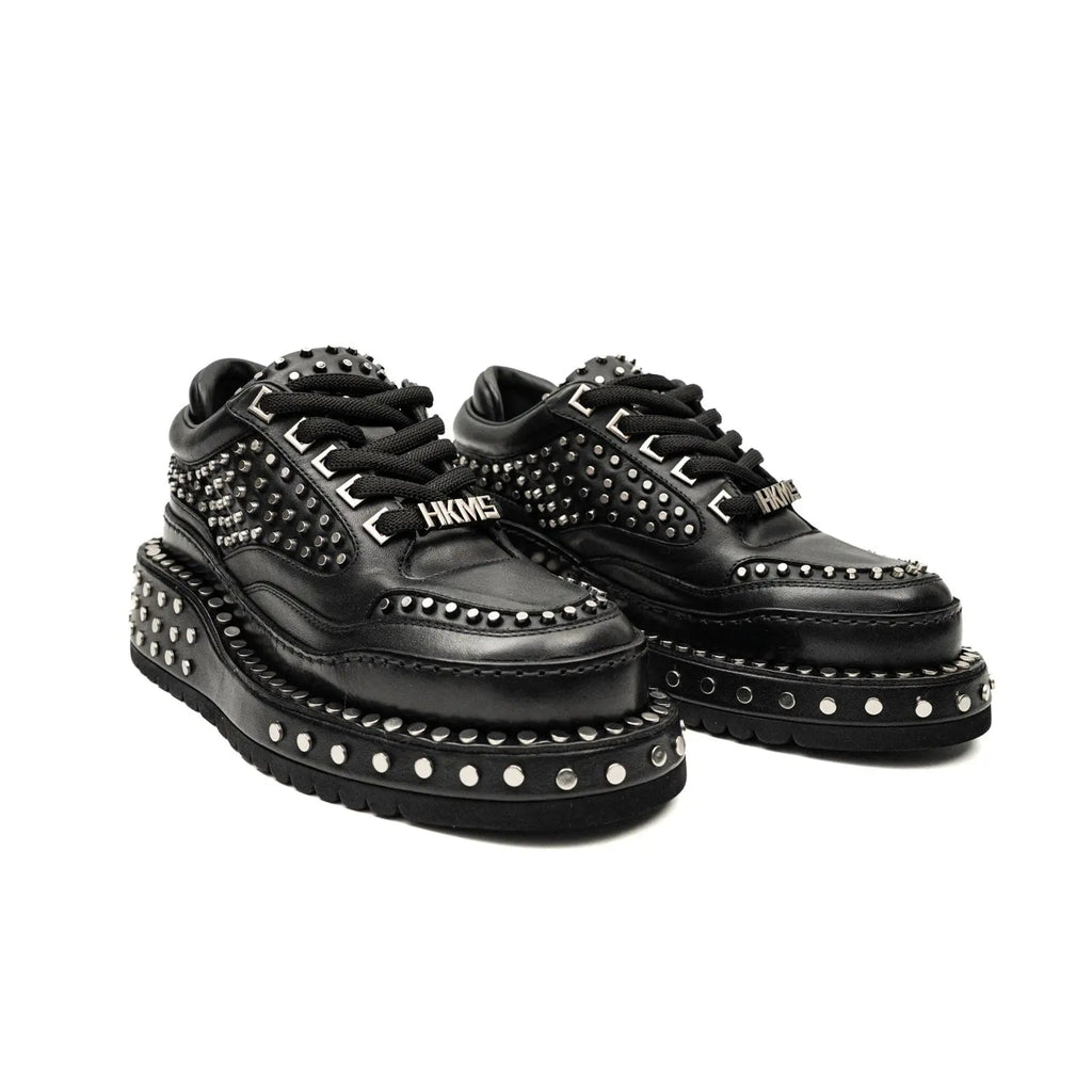 Black Platform Sneaker with Dense Side Studs