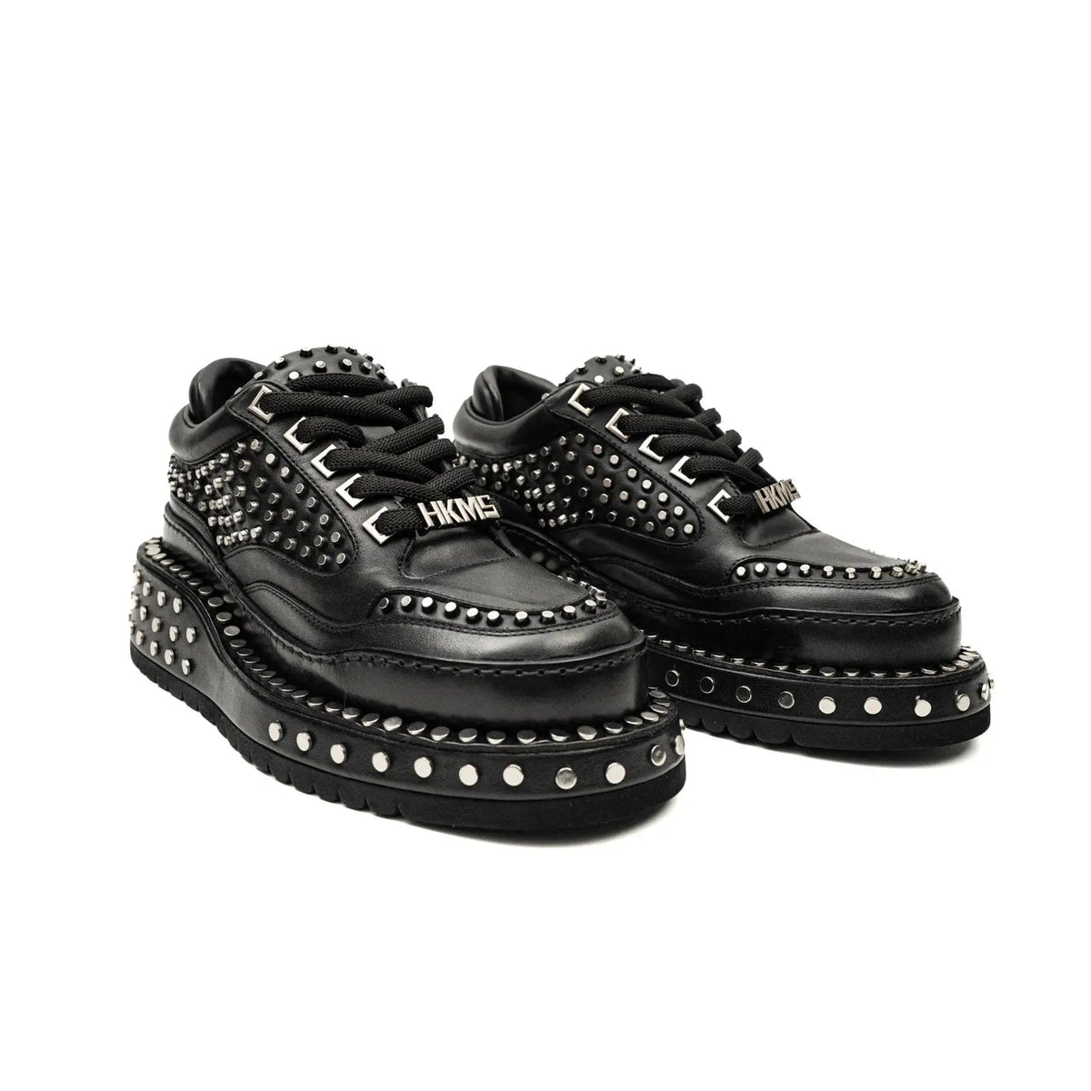 Black Platform Sneaker with Dense Side Studs