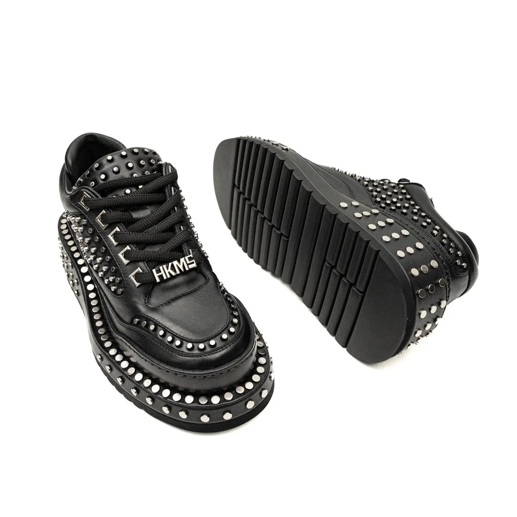 Black Platform Sneaker with Dense Side Studs