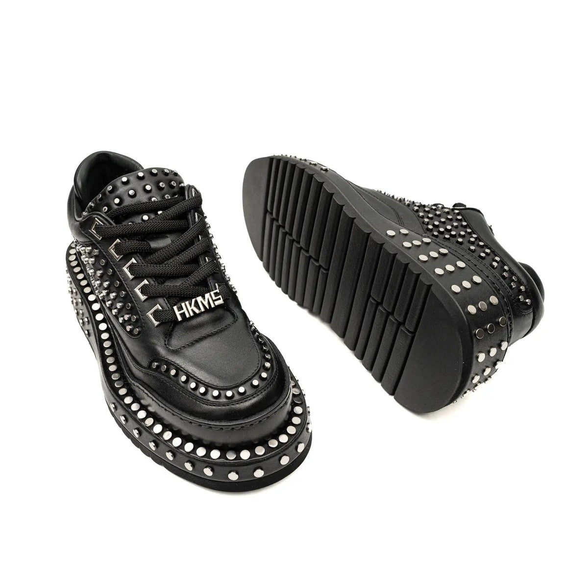 Black Platform Sneaker with Dense Side Studs