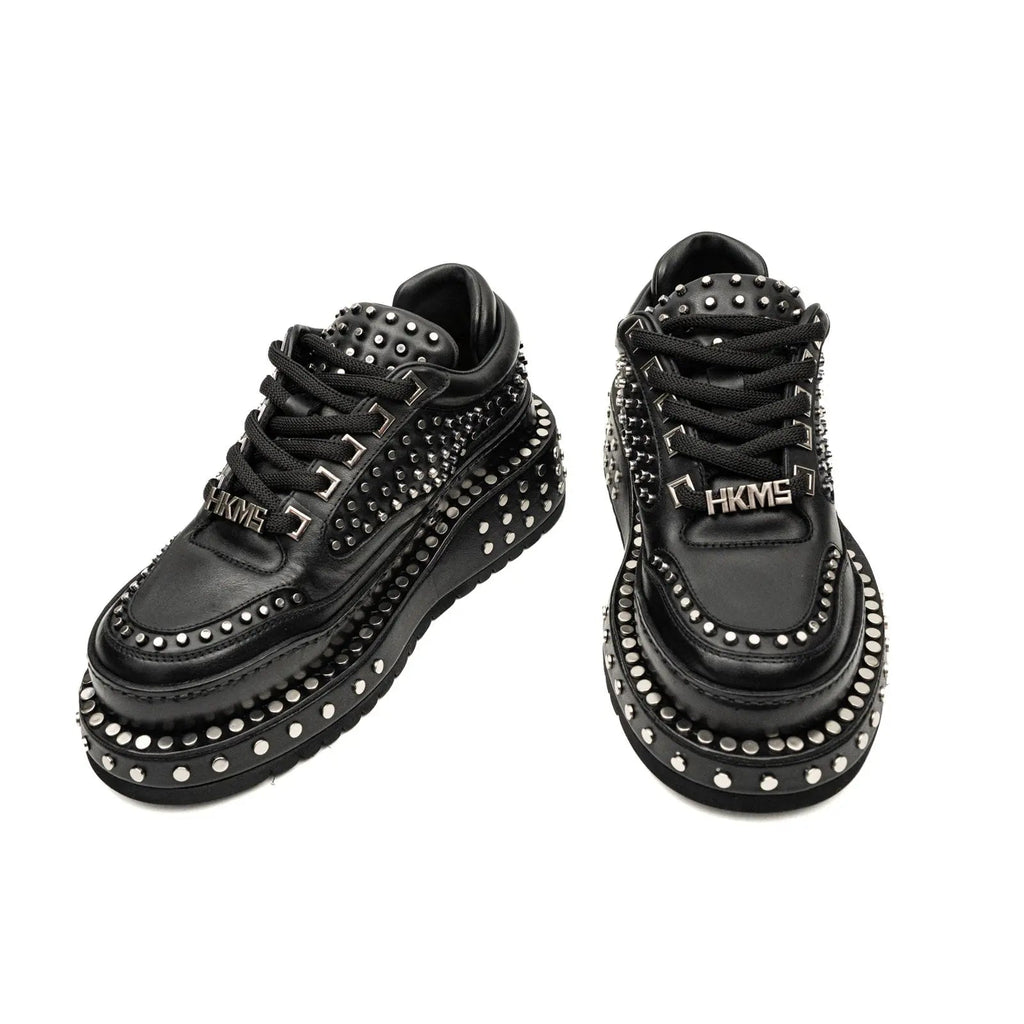 Black Platform Sneaker with Dense Side Studs