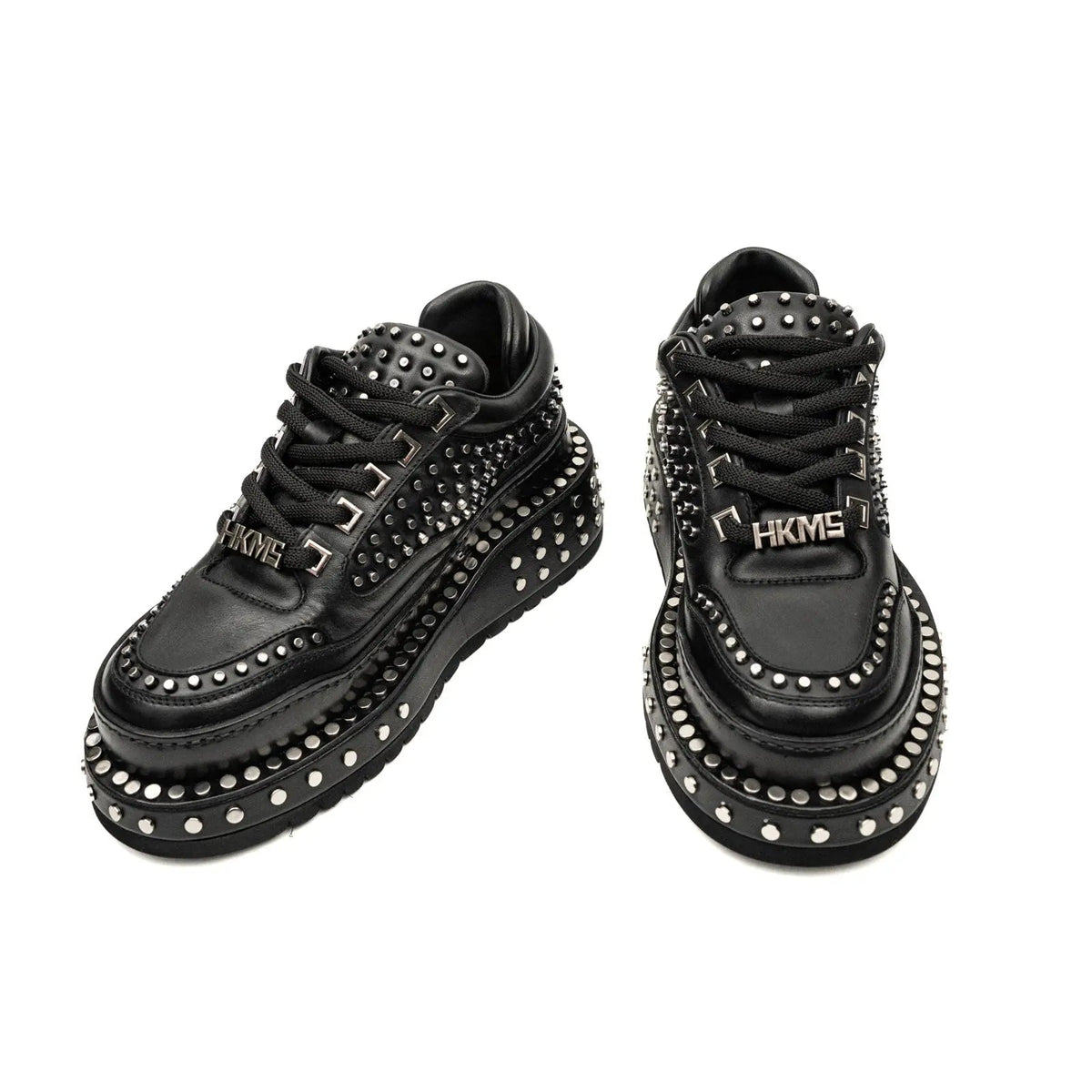 Black Platform Sneaker with Dense Side Studs