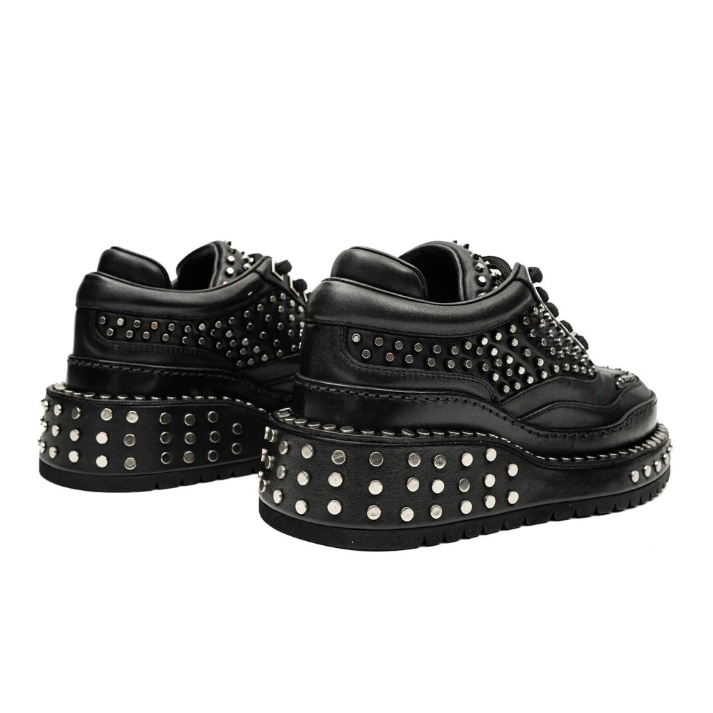 Black Platform Sneaker with Dense Side Studs