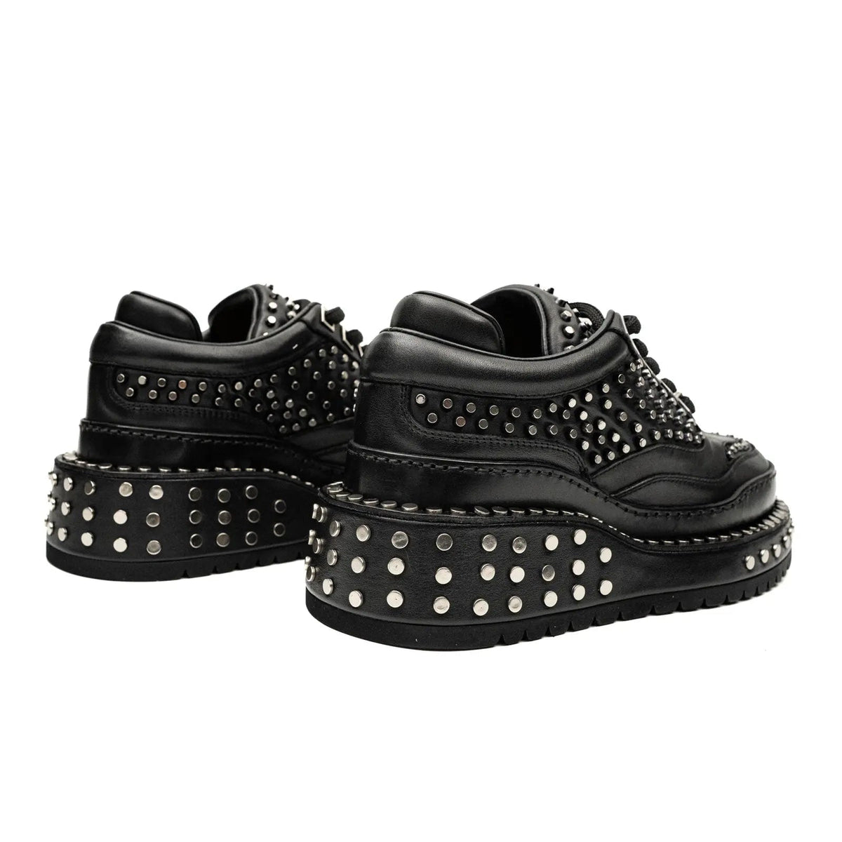 Black Platform Sneaker with Dense Side Studs