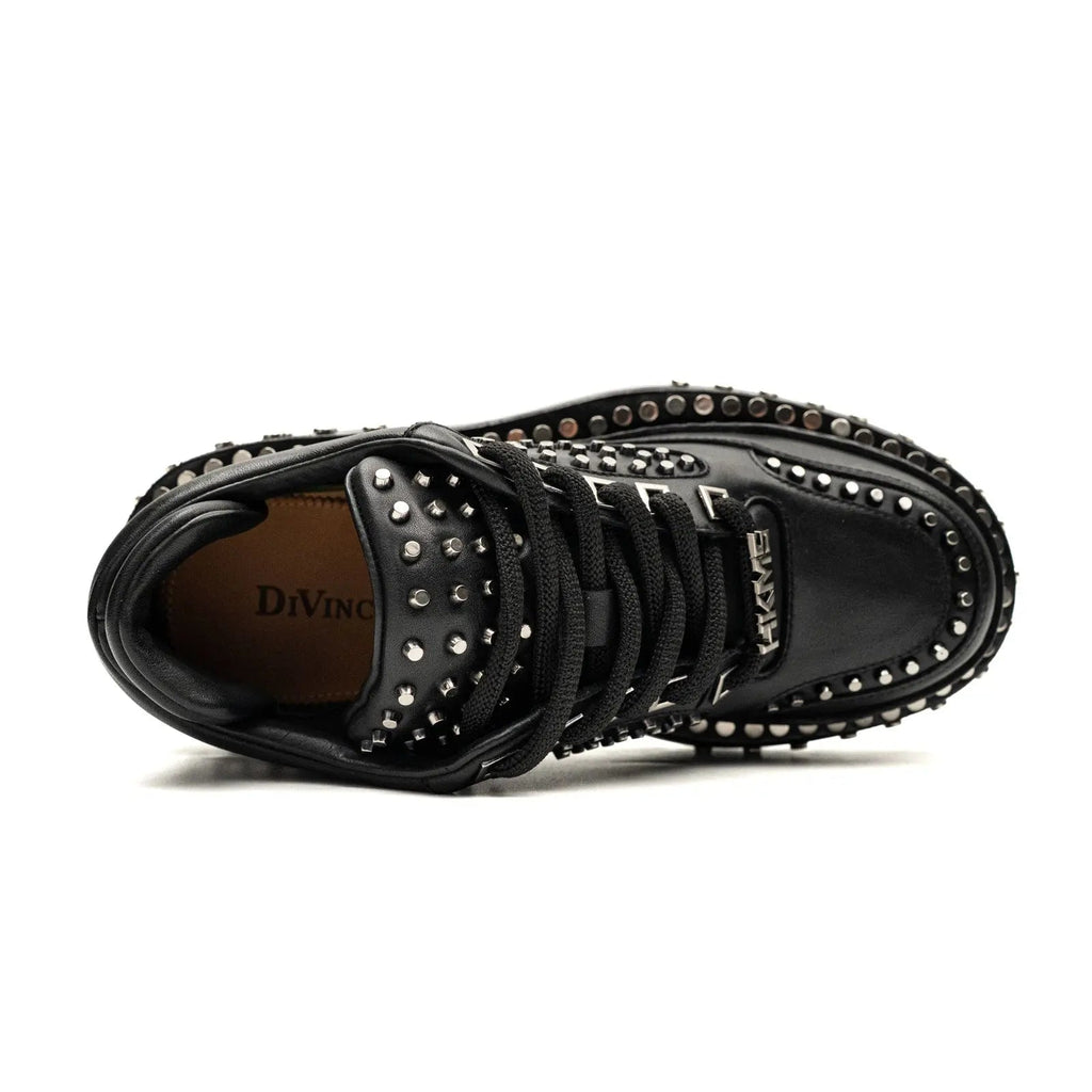 Black Platform Sneaker with Dense Side Studs