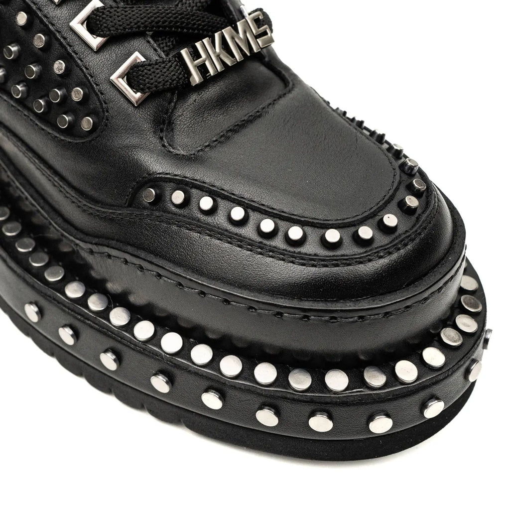 Black Platform Sneaker with Dense Side Studs
