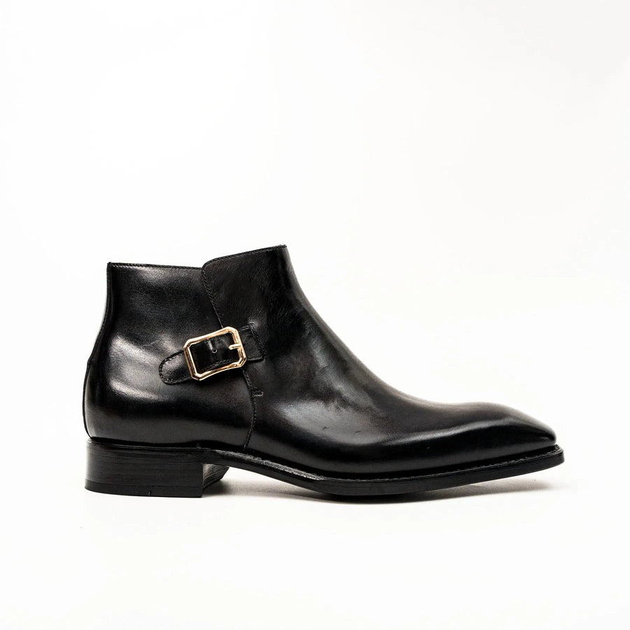 Black Calfskin Monk Strap Boot DIVINCH